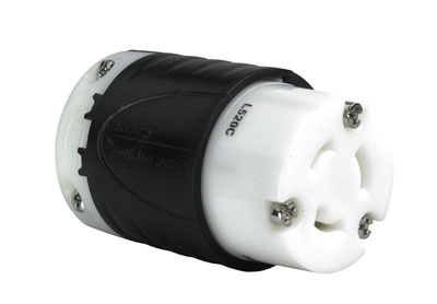 Pass & Seymour L520-C 20 Amp 125 VAC 2-Pole 3-Wire L5-20R Black and White Nylon Locking Connector Pass & Seymour L520-C 20 Amp 125 VAC 2-Pole 3-Wire L5-20R Black and White Nylon Locking Connector