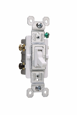 Pass & Seymour 663-WG 15 Amp 120 VAC 3-Way White Thermoplastic Screw Mounting Grounding Toggle Switch Pass & Seymour 663-WG 15 Amp 120 VAC 3-Way White Thermoplastic Screw Mounting Grounding Toggle Switch