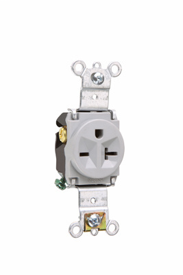 Pass & Seymour 5871-GRY 20 Amp 250 VAC 2-Pole 3-Wire NEMA 6-20R Gray Nylon Face Thermoplastic Back Body Single Receptacle Pass & Seymour 5871-GRY 20 Amp 250 VAC 2-Pole 3-Wire NEMA 6-20R Gray Nylon Face Thermoplastic Back Body Single Receptacle