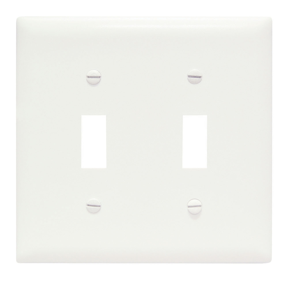Pass & Seymour TP2-W 2-Gang 2-Toggle Switch White Nylon Standard Unbreakable Wallplate Pass & Seymour TP2-W 2-Gang 2-Toggle Switch White Nylon Standard Unbreakable Wallplate