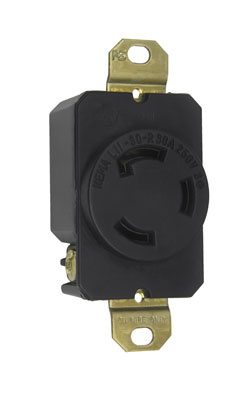 Pass & Seymour L1130-R 30 Amp 250 VAC 3-Phase 3-Pole 3-Wire NEMA L11-30R Impact-Resistant Nylon Locking Single Receptacle Pass & Seymour L1130-R 30 Amp 250 VAC 3-Phase 3-Pole 3-Wire NEMA L11-30R Impact-Resistant Nylon Locking Single Receptacle