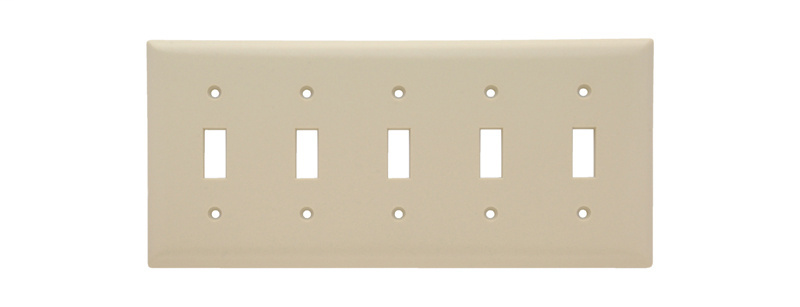 Pass & Seymour SP5-I 5-Gang 5-Toggle Ivory Smooth Thermoset Plastic Standard Wallplate Pass & Seymour SP5-I 5-Gang 5-Toggle Ivory Smooth Thermoset Plastic Standard Wallplate