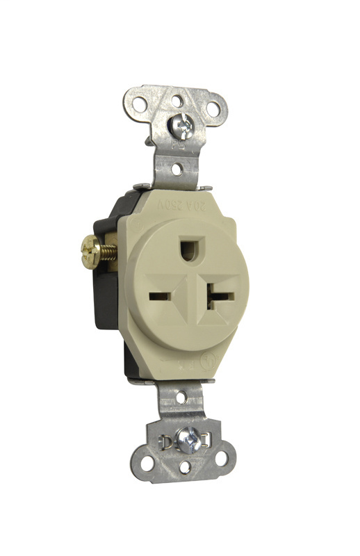 Pass & Seymour 5851-I 20 Amp 250 VAC 2-Pole 3-Wire NEMA 6-20R Ivory Heavy Duty Single Receptacle Pass & Seymour 5851-I 20 Amp 250 VAC 2-Pole 3-Wire NEMA 6-20R Ivory Heavy Duty Single Receptacle