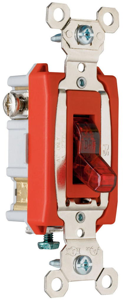 Pass & Seymour PS20AC1-RPL7 20 Amp 277 VAC 1-Pole Red Glass Reinforced Nylon Screw Mounting Pilot Lighted Toggle Switch Pass & Seymour PS20AC1-RPL7 20 Amp 277 VAC 1-Pole Red Glass Reinforced Nylon Screw Mounting Pilot Lighted Toggle Switch