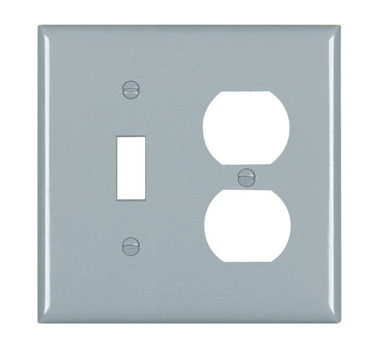 Pass & Seymour TP18-GRY 2-Gang 1-Toggle Switch 1-Duplex Receptacle Gray Nylon Standard Combination Unbreakable Wallplate Pass & Seymour TP18-GRY 2-Gang 1-Toggle Switch 1-Duplex Receptacle Gray Nylon Standard Combination Unbreakable Wallplate