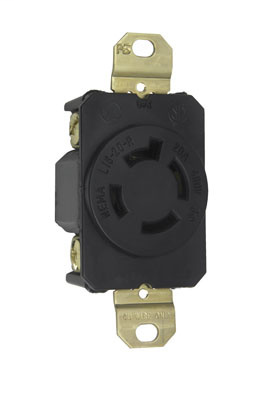Pass & Seymour L1620-R 20 Amp 480 VAC 3-Phase 3-Pole 4-Wire NEMA L16-20R Impact Resistant Nylon Locking Single Receptacle Pass & Seymour L1620-R 20 Amp 480 VAC 3-Phase 3-Pole 4-Wire NEMA L16-20R Impact Resistant Nylon Locking Single Receptacle