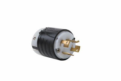 Pass & Seymour 7411-SS 20 Amp 120/208 VAC Star 3-Phase 4-Pole 4-Wire Black and White Nylon Straight Locking Plug Pass & Seymour 7411-SS 20 Amp 120/208 VAC Star 3-Phase 4-Pole 4-Wire Black and White Nylon Straight Locking Plug