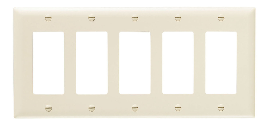 Pass & Seymour TP265-LA 5-Gang 5-Decorator Light Almond Nylon Standard Unbreakable Wallplate Pass & Seymour TP265-LA 5-Gang 5-Decorator Light Almond Nylon Standard Unbreakable Wallplate
