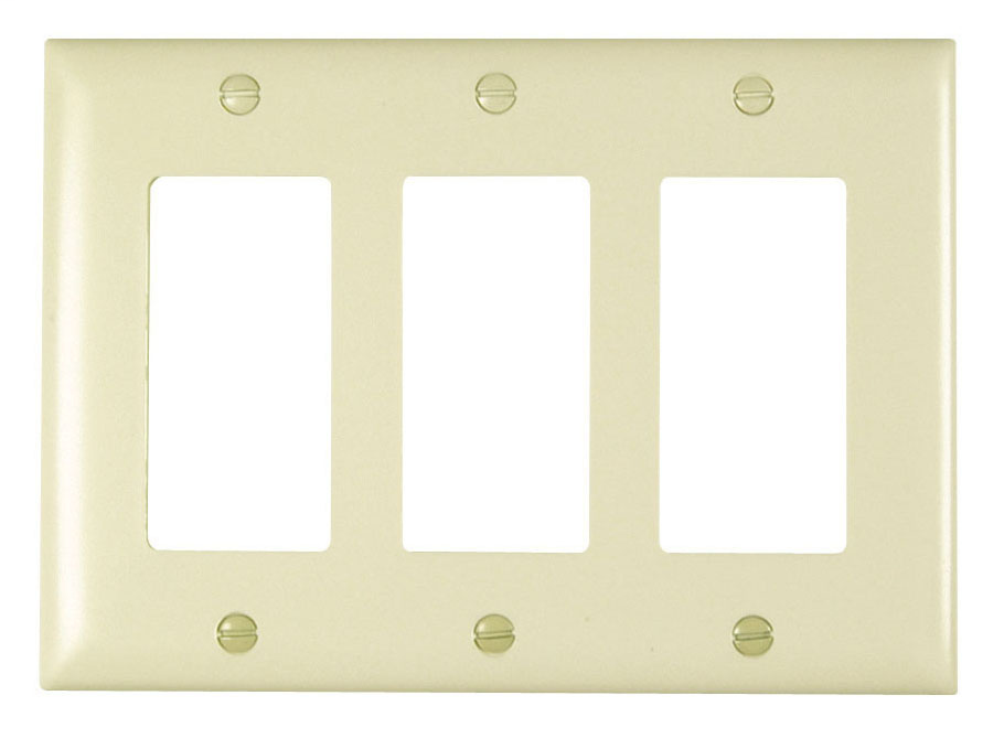 Wattstopper TP263-LA 3-Gang 3-Decorator Light Almond Nylon Standard Unbreakable Wallplate Wattstopper TP263-LA 3-Gang 3-Decorator Light Almond Nylon Standard Unbreakable Wallplate