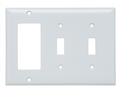 Pass & Seymour SP226-W 3-Gang 2-Toggle 1-Decorator White Smooth Thermoset Plastic Standard Combination Wallplate Pass & Seymour SP226-W 3-Gang 2-Toggle 1-Decorator White Smooth Thermoset Plastic Standard Combination Wallplate