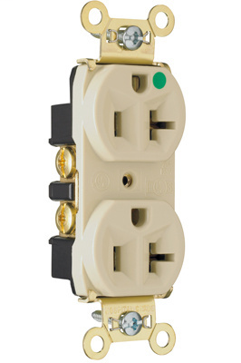 Pass & Seymour 8300-HI 20 Amp 125 VAC 2-Pole 3-Wire NEMA 5-20R Ivory Nylon Face PVC Back Body Compact Duplex Receptacle Pass & Seymour 8300-HI 20 Amp 125 VAC 2-Pole 3-Wire NEMA 5-20R Ivory Nylon Face PVC Back Body Compact Duplex Receptacle