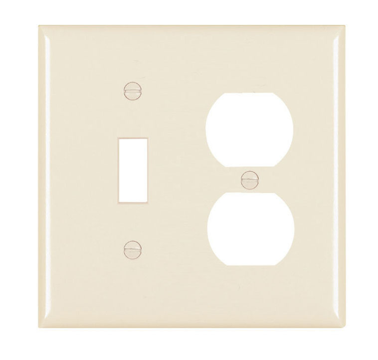 Pass & Seymour TP18-LA 2-Gang 1-Toggle Switch 1-Duplex Receptacle Light Almond Nylon Standard Combination Unbreakable Wallplate Pass & Seymour TP18-LA 2-Gang 1-Toggle Switch 1-Duplex Receptacle Light Almond Nylon Standard Combination Unbreakable Wallplate