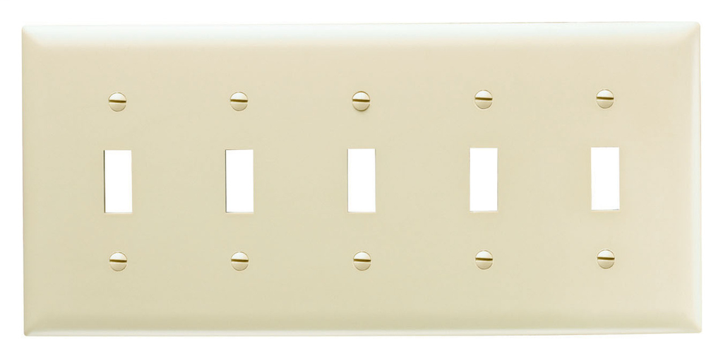 Pass & Seymour TP5-I 5-Gang 5-Toggle Switch Ivory Nylon Standard Unbreakable Wallplate Pass & Seymour TP5-I 5-Gang 5-Toggle Switch Ivory Nylon Standard Unbreakable Wallplate