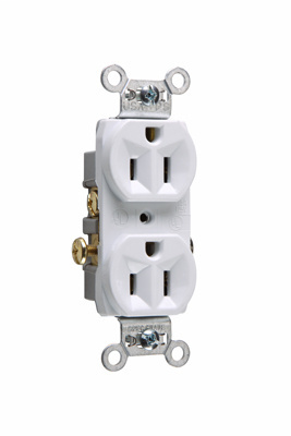 Pass & Seymour CR15-W 15 Amp 125 VAC 2-Pole 3-Wire NEMA 5-15R White Nylon Face Corrosion-Resistant Duplex Receptacle Pass & Seymour CR15-W 15 Amp 125 VAC 2-Pole 3-Wire NEMA 5-15R White Nylon Face Corrosion-Resistant Duplex Receptacle