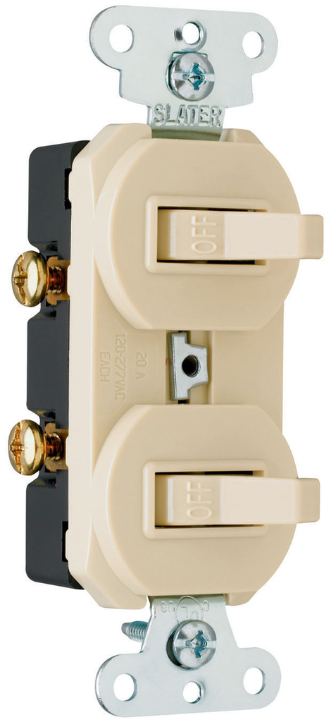 Pass & Seymour 670-IG 20 Amp 120/277 VAC 1-Pole Ivory Grounding Duplex Combination Switch Pass & Seymour 670-IG 20 Amp 120/277 VAC 1-Pole Ivory Grounding Duplex Combination Switch