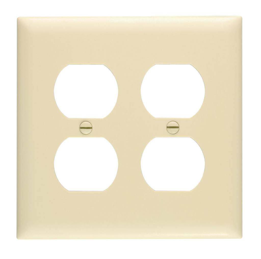 Pass & Seymour TP82-I 2-Gang 2-Duplex Receptacle Ivory Nylon Standard Unbreakable Wallplate Pass & Seymour TP82-I 2-Gang 2-Duplex Receptacle Ivory Nylon Standard Unbreakable Wallplate