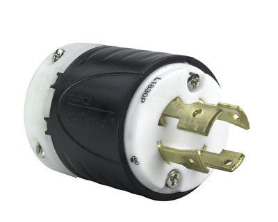 Pass & Seymour L1830-P 30 Amp 120/208 VAC Star 3-Phase 4-Pole 4-Wire NEMA L18-30P Black and White Nylon Straight Locking Plug Pass & Seymour L1830-P 30 Amp 120/208 VAC Star 3-Phase 4-Pole 4-Wire NEMA L18-30P Black and White Nylon Straight Locking Plug