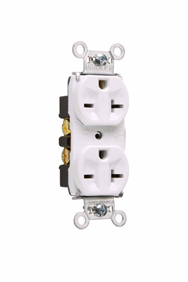 Pass & Seymour 5862-W 20 Amp 250 VAC 2-Pole 3-Wire NEMA 6-20R White Nylon Face PVC Back Body Duplex Receptacle Pass & Seymour 5862-W 20 Amp 250 VAC 2-Pole 3-Wire NEMA 6-20R White Nylon Face PVC Back Body Duplex Receptacle