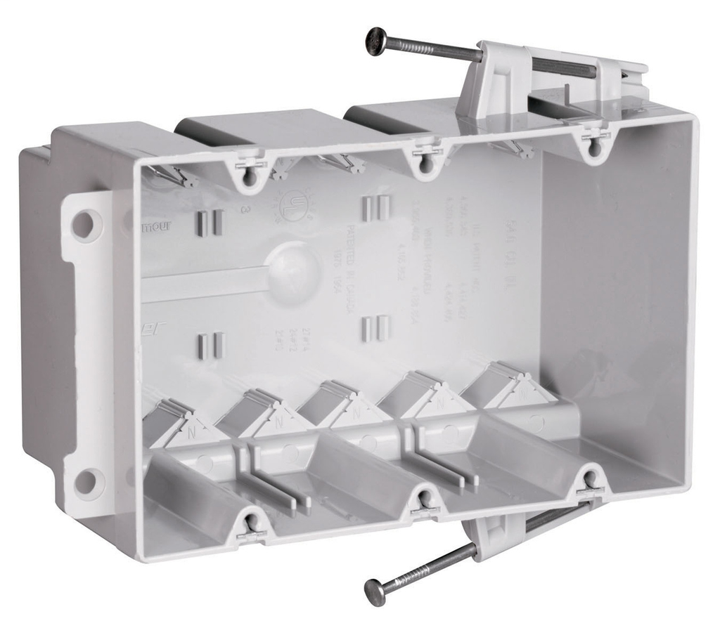 Pass & Seymour S3-54-RAC 3-31/32 x 5-25/32 x 3" 54" 3-Gang Thermoplastic Switch and Outlet Box Pass & Seymour S3-54-RAC 3-31/32 x 5-25/32 x 3" 54" 3-Gang Thermoplastic Switch and Outlet Box
