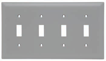Pass & Seymour TP4-GRY 4-Gang 4-Toggle Switch Gray Nylon Standard Unbreakable Wallplate Pass & Seymour TP4-GRY 4-Gang 4-Toggle Switch Gray Nylon Standard Unbreakable Wallplate