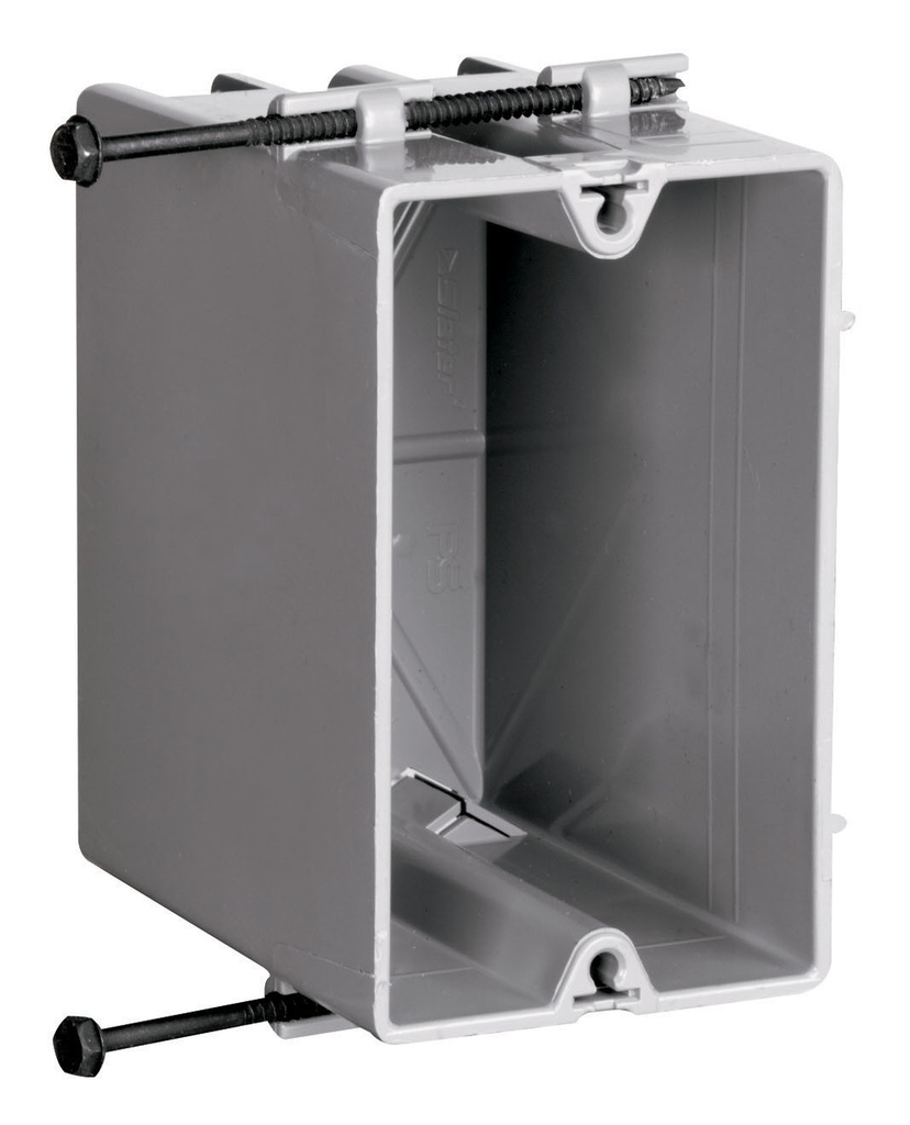 Pass & Seymour S1-22-RS 2-1/4 x 3-3/8 x 3-3/4 Inch 22.5cu.in Molded Thermoplastic 1-Gang Stud Outlet Box Pass & Seymour S1-22-RS 2-1/4 x 3-3/8 x 3-3/4 Inch 22.5cu.in Molded Thermoplastic 1-Gang Stud Outlet Box