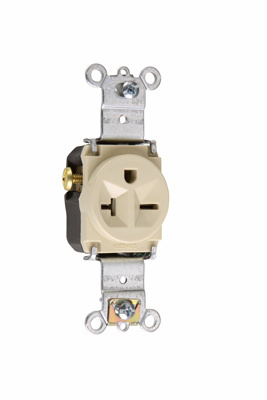 Pass & Seymour 5871-I 20 Amp 250 VAC 2-Pole 3-Wire NEMA 6-20R Ivory Nylon Face Thermoplastic Back Body Single Receptacle Pass & Seymour 5871-I 20 Amp 250 VAC 2-Pole 3-Wire NEMA 6-20R Ivory Nylon Face Thermoplastic Back Body Single Receptacle