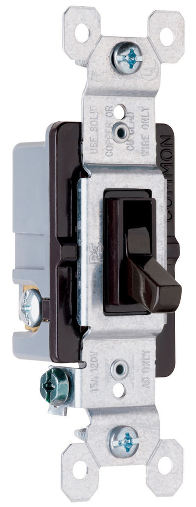 Pass & Seymour 663-G 15 Amp 120 VAC 3-Way Brown Thermoplastic Screw Mounting Grounding Toggle Switch Pass & Seymour 663-G 15 Amp 120 VAC 3-Way Brown Thermoplastic Screw Mounting Grounding Toggle Switch