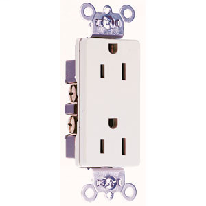 Pass & Seymour 26252-W 15 Amp 125 VAC 2-Pole 3-Wire NEMA 5-15R White Nylon Face Heavy Duty Duplex Decorator Receptacle Pass & Seymour 26252-W 15 Amp 125 VAC 2-Pole 3-Wire NEMA 5-15R White Nylon Face Heavy Duty Duplex Decorator Receptacle