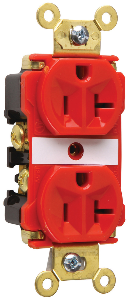 Pass & Seymour 5362-ARED 20 Amp 125 VAC 2-Pole 3-Wire NEMA 5-20R Red Nylon Duplex Receptacle Pass & Seymour 5362-ARED 20 Amp 125 VAC 2-Pole 3-Wire NEMA 5-20R Red Nylon Duplex Receptacle