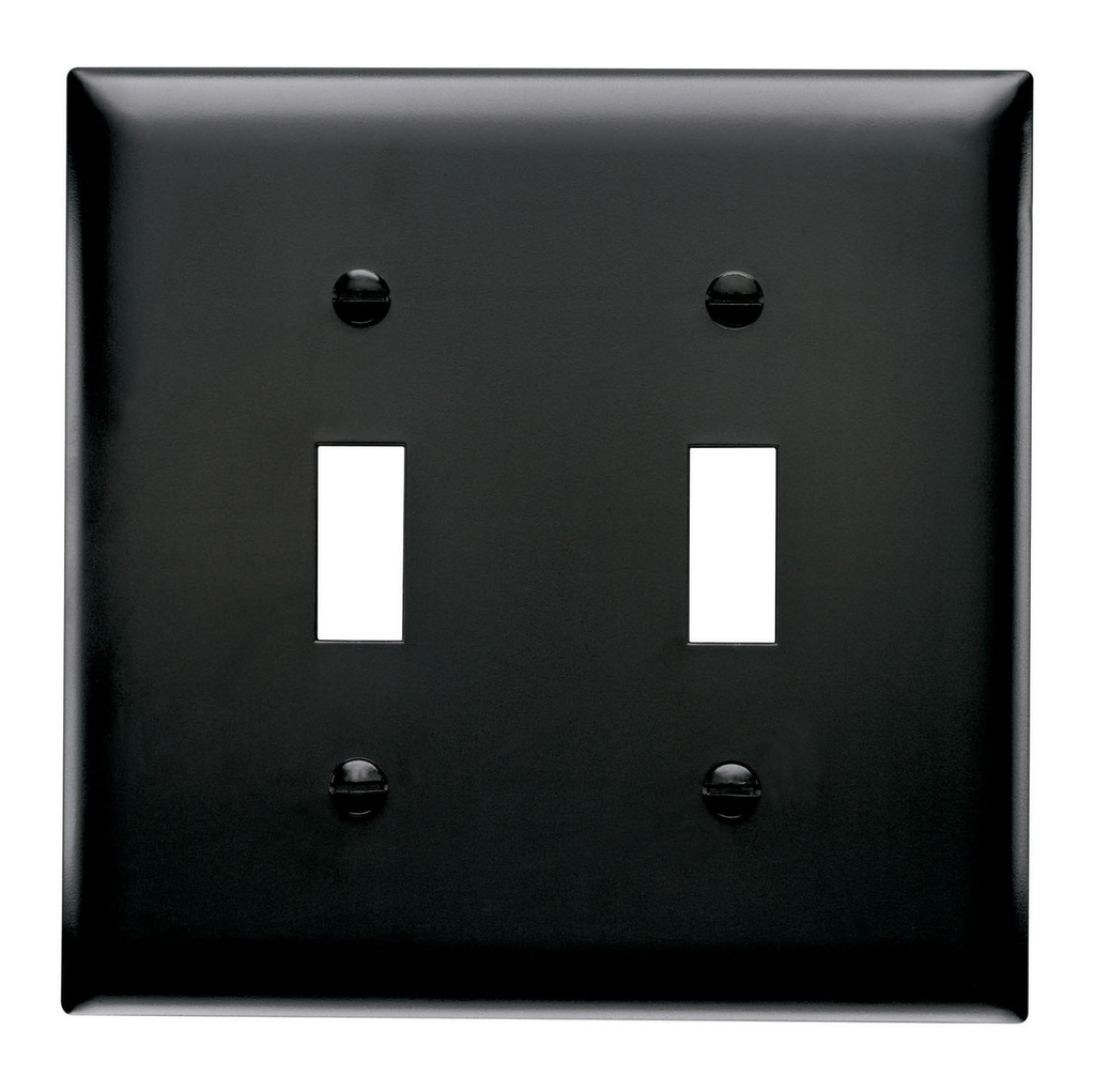 Pass & Seymour TP2-BK 2-Gang 2-Toggle Switch Black Nylon Standard Unbreakable Wallplate Pass & Seymour TP2-BK 2-Gang 2-Toggle Switch Black Nylon Standard Unbreakable Wallplate