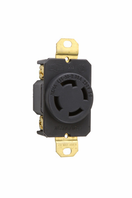 Pass & Seymour L1530-R 30 Amp 250 VAC 3-Phase 3-Pole 4-Wire NEMA L15-30R Impact-Resistant Nylon Locking Single Receptacle Pass & Seymour L1530-R 30 Amp 250 VAC 3-Phase 3-Pole 4-Wire NEMA L15-30R Impact-Resistant Nylon Locking Single Receptacle