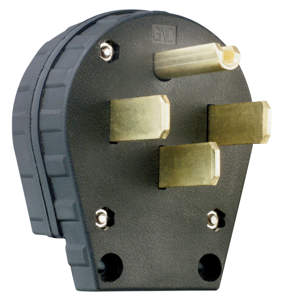 Pass & Seymour 3867 30/50 Amp 125/250 VAC 3-Pole 4-Wire NEMA 14-30P/14-50P Black Grounding Angled Straight Blade Plug Pass & Seymour 3867 30/50 Amp 125/250 VAC 3-Pole 4-Wire NEMA 14-30P/14-50P Black Grounding Angled Straight Blade Plug