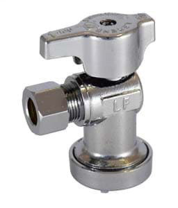 1/2 Push Fit x 1/4" OD T-595NL InstaLoc No Lead Chrome Brass 1/4 Turn Angle Stop Valve