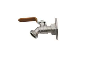 3/4" T-541FL 1/4 Turn Brass Flanged Ball Valve Sillcock, Chrome Plated