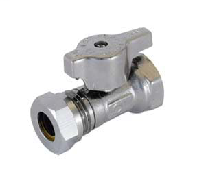 1/2" FNPT T-594NL No Lead Chrome Brass 1/4 Turn Slip Joint Straight Stop Valve