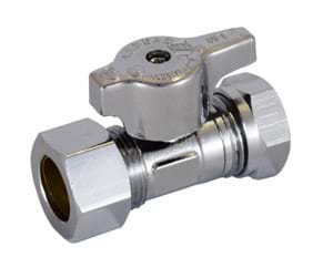 5/8" OD T-594NL No Lead Chrome Brass 1/4 Turn Slip Joint Straight Stop Valve