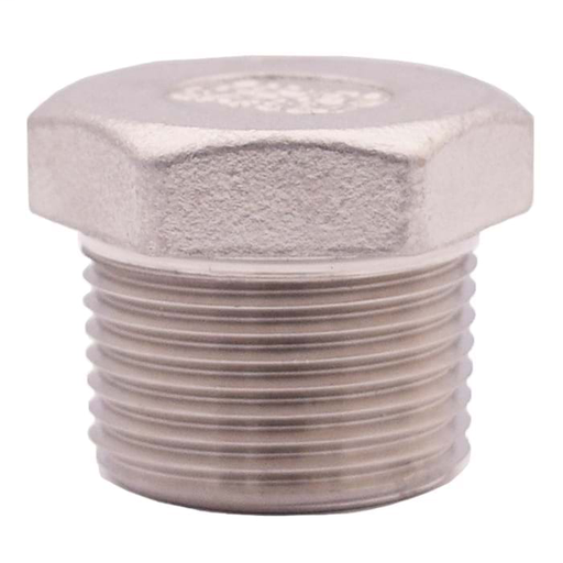 1-1/4" .304 Stainless Steel Hex Plug, FNPT