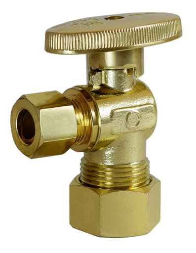 5/8" OD x 3/8" OD T595PB NL No Lead Polished Brass 1/4 Turn Angle Stop Valve