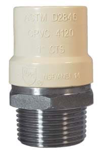 1 MNPT X CPVC Stainless Steel Transition Fitting