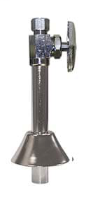 1/2 SWT x 3/8OD S-582ETNL No Lead Chrome Brass Straight Multi-Turn Stop, 5" Extension Tube & Bell Escutcheon (CS-41B)