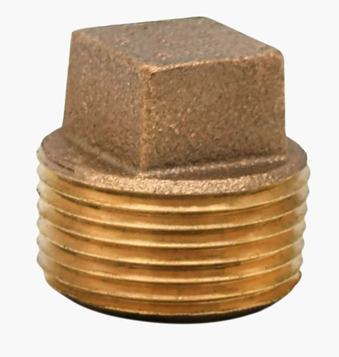 1-1/2" Threaded Cast Bronze Square Head Plug, MNPT