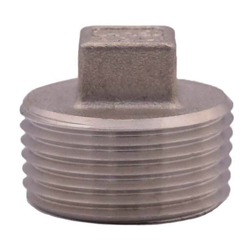 1-1/2" .316 Stainless Steel Square Plug, FNPT
