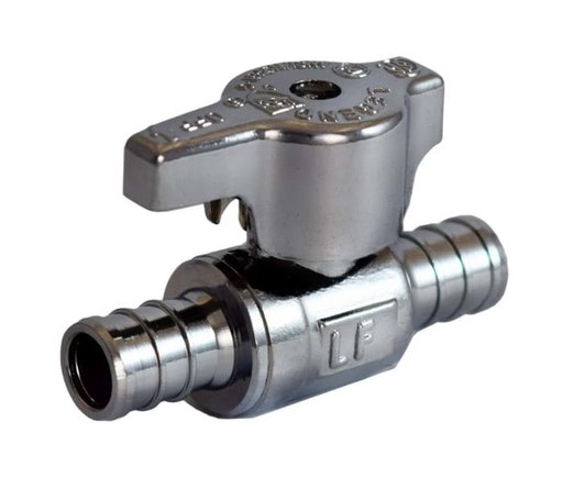 1/2 PEX x 1/2 PEX T-596NL No Lead Chrome Brass 1/4 Turn Straight Stop Valve