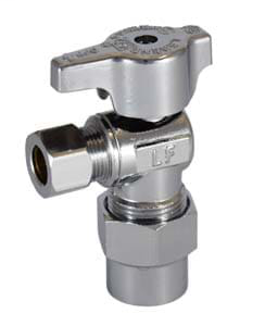 1/2CPVC x 3/8" OD T-595NL No Lead Chrome Brass 1/4 Turn Angle Stop Valve