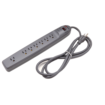 Surge Protective Power Strip 7 Outlet, PC Gray