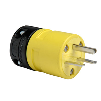 15A, 250V Rubber Dust-Tight Plug, Yellow