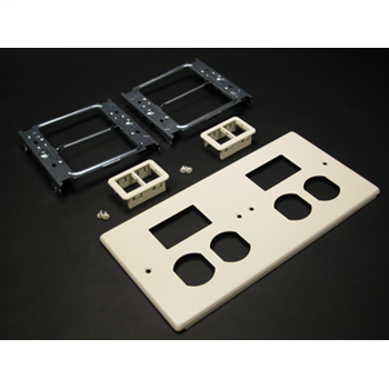 4047 Four-Gang Cover Two Duplex and Two TracJack Mini Adapters