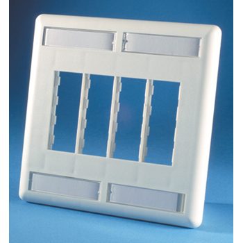 TracJack Faceplate, eight-port (dual gang), plastic, Fog White