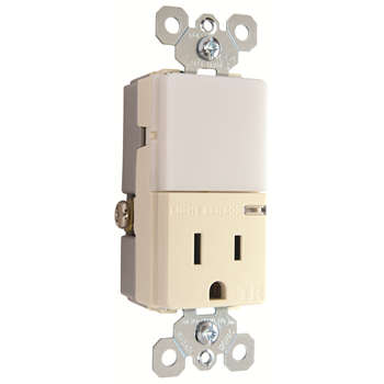 Night Light with Single 15A Tamper-Resistant Outlet, Light Almond