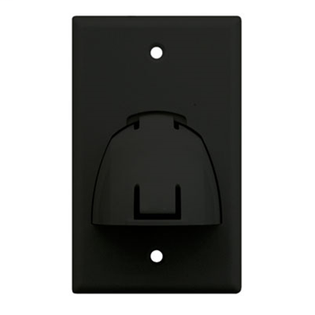 Single Gang Hinged Bullnose Wall Plate, Black